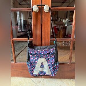 Justice Multicolor Sequin Crossbody Bag with Silver Letter A